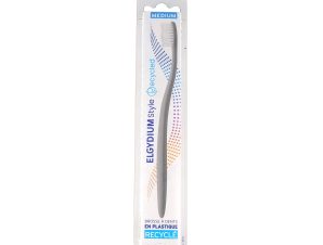 Elgydium Style Recycled Toothbrush Medium Χειροκίνητη Οδοντόβουρτσα Κατασκευασμένη Από Ανακυκλώσιμα Υλικά 1 Τεμάχιο – Γκρι
