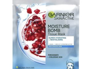 Garnier Skin Active Moisture Bomb Mask Υφασμάτινη Μάσκα Ενυδάτωσης Προσώπου με Ρόδι & Υαλουρονικό Οξύ 32gr