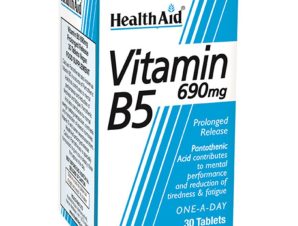 Health Aid Vitamin B5 690mg 30tabs Συμπλήρωμα Διατροφής Παντοθενικού Οξέως Βραδείας Αποδέσμευσης για Μείωση Κούρασης & Νοητική Διαύγεια 30tabs