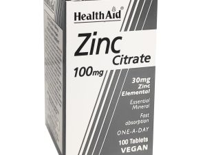 Health Aid Zinc Citrate 100mg Συμπλήρωμα Διατροφής με Ψευδάργυρο για τη Φυσιολογική Λειτουργία του Ανοσοποιητικού 100tabs