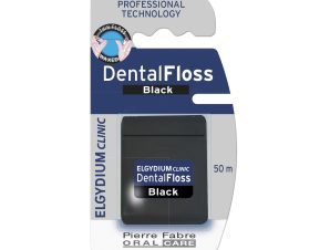 Elgydium Dental Floss Black Οδοντικό Νήμα με Μαύρο Χρώμα, Ελαφρά Κερωμένο & Εμποτισμένο με Χλωρεξιδίνη 50m