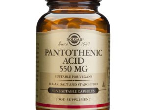 Solgar Pantothenic Acid 550mg Συμπλήρωμα Διατροφής που Συμβάλει στην Μείωση του Άγχους, των Αλλεργιών & των Στομαχικών Διαταραχών tabs – 550mg/50 caps