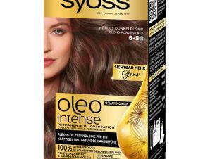Syoss Oleo Intense Permanent Oil Hair Color Kit Επαγγελματική Μόνιμη Βαφή Μαλλιών για Εξαιρετική Κάλυψη & Έντονο Χρώμα που Διαρκεί, Χωρίς Αμμωνία 1 Τεμάχιο – 6-54 Ξανθό Σκούρο Σαντρέ Μπεζ