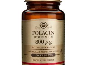 Solgar Folacin (Folic Acid) Συμπλήρωμα Διατροφής Χρήσιμο σε Περιπτώσεις Αναιμίας Λόγω Έλλειψης Φολικού Οξέως 100tablets – 800μg
