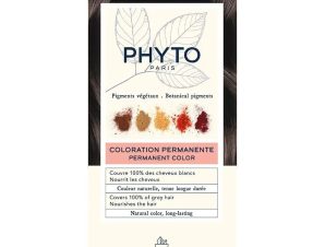 Phyto Permanent Hair Color Kit Μόνιμη Βαφή Μαλλιών με Φυτικές Χρωστικές, Χωρίς Αμμωνία 1 Τεμάχιο – 3 Καστανό Σκούρο